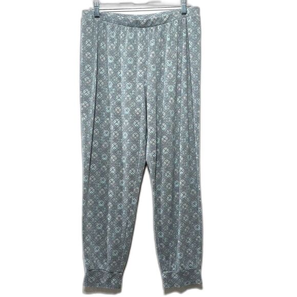 Sonoma PJ Stretch Soft Jogger Pajama Pants Gray Blue Floral Print Size Large - Picture 1 of 6